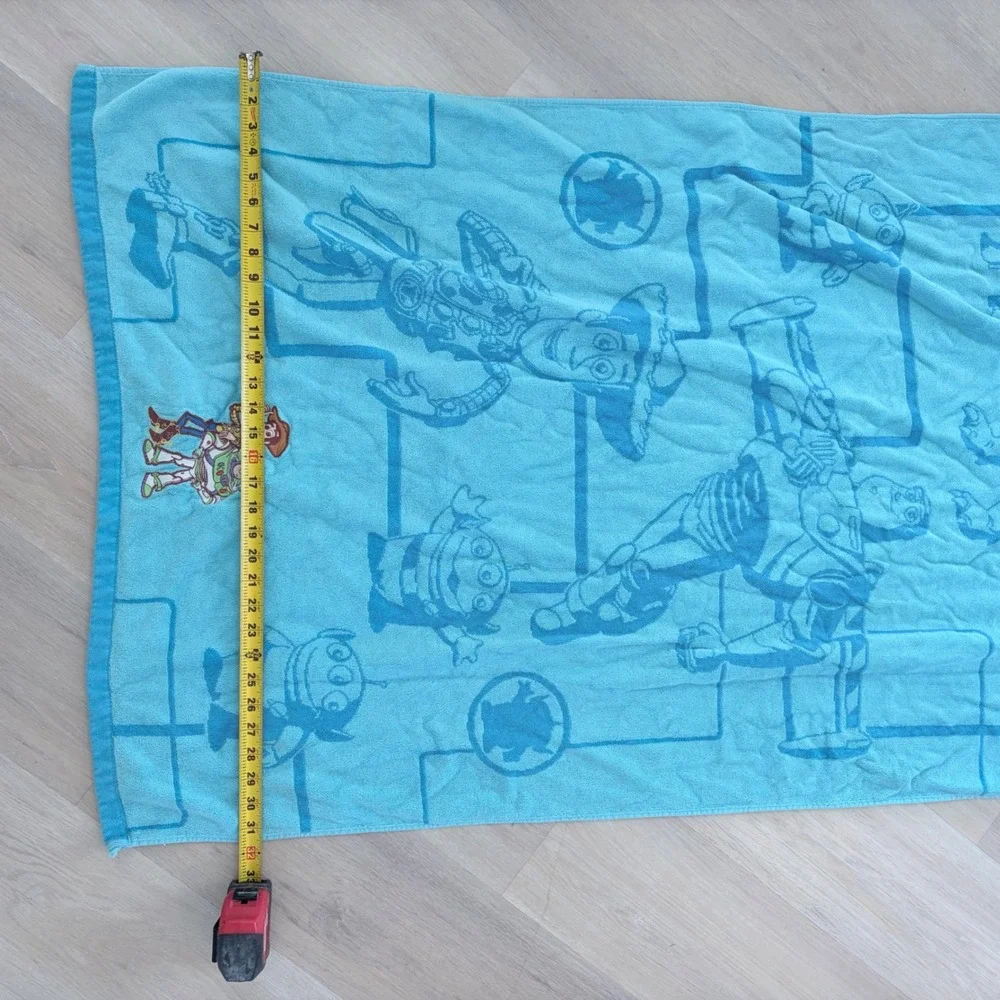 VNTG Disney Pixar Toy Story Beach Towel Blue Woody Buzz Lightyear Cotton 34x63